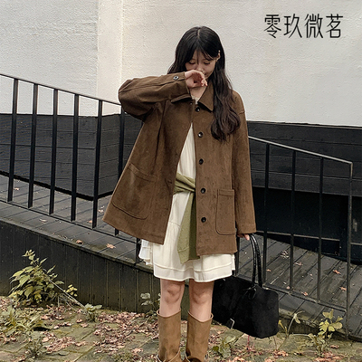 09women韩国加大码麂皮绒外套