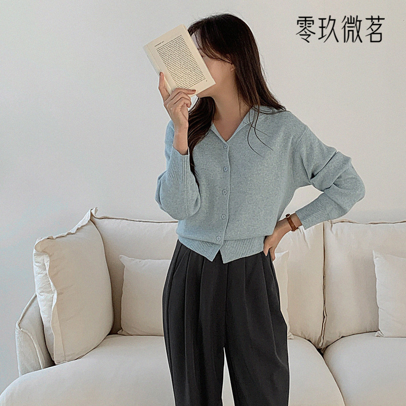 零玖微茗春季韩国大码2025微胖mm气质V领羊毛针织开衫上衣女78267