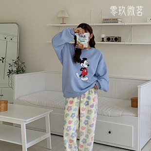 家居裤 大码 79144 秋冬可爱舒适保暖花朵毛绒睡裤 零玖微茗2025韩装