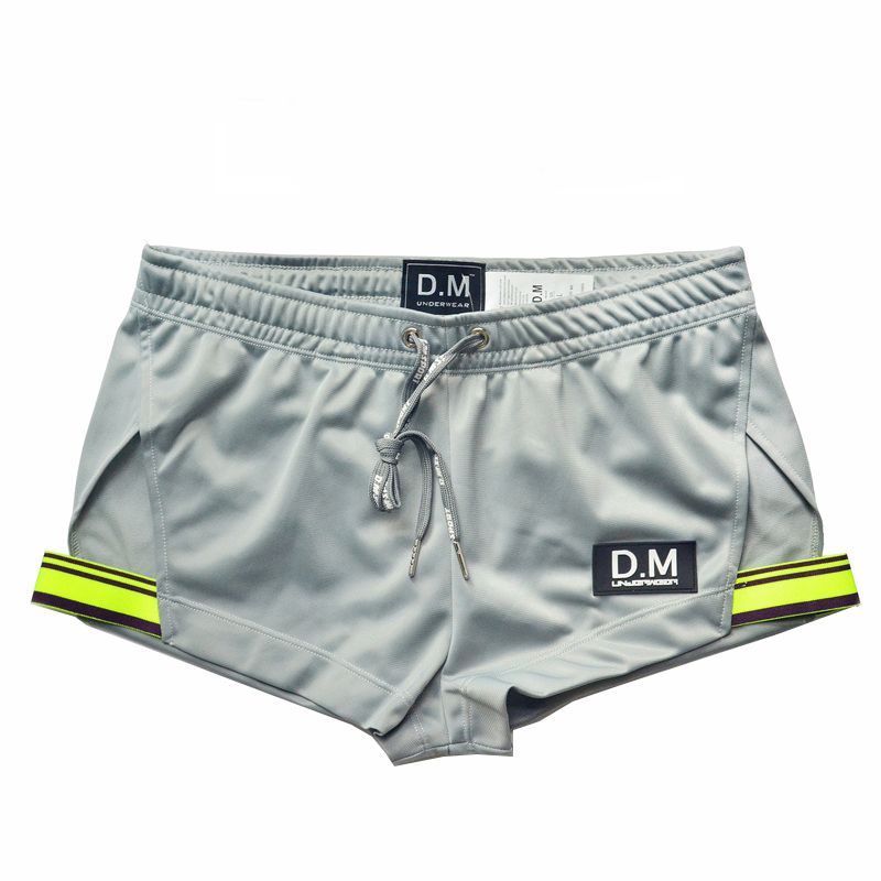 D.M男家居裤低腰性感居家短裤 简约系绳涤纶休闲阿罗裤平角裤四角