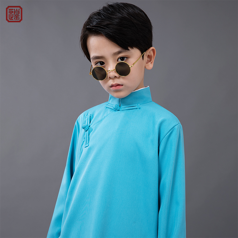 男童长袍马褂民国男装学生舞台演出服装相声大褂儿童中国风长衫