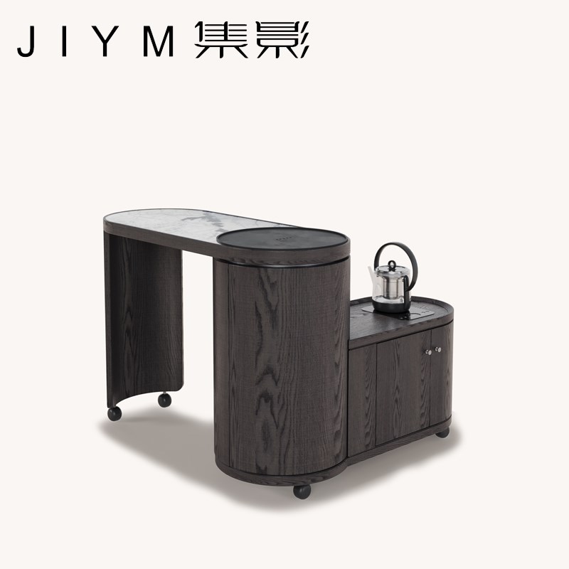茶台可伸缩移动旋转大理石实木茶桌茶车烧水壶一体全自动上水
