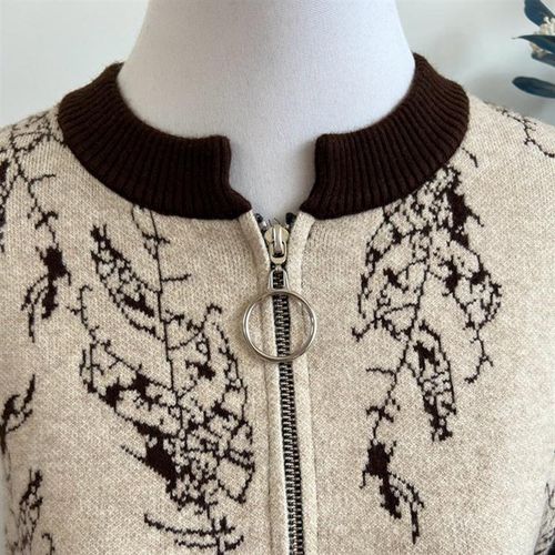 高贵春秋新品妈妈装宽松针织衫外套毛衣中老年奶奶老太太拉链上衣