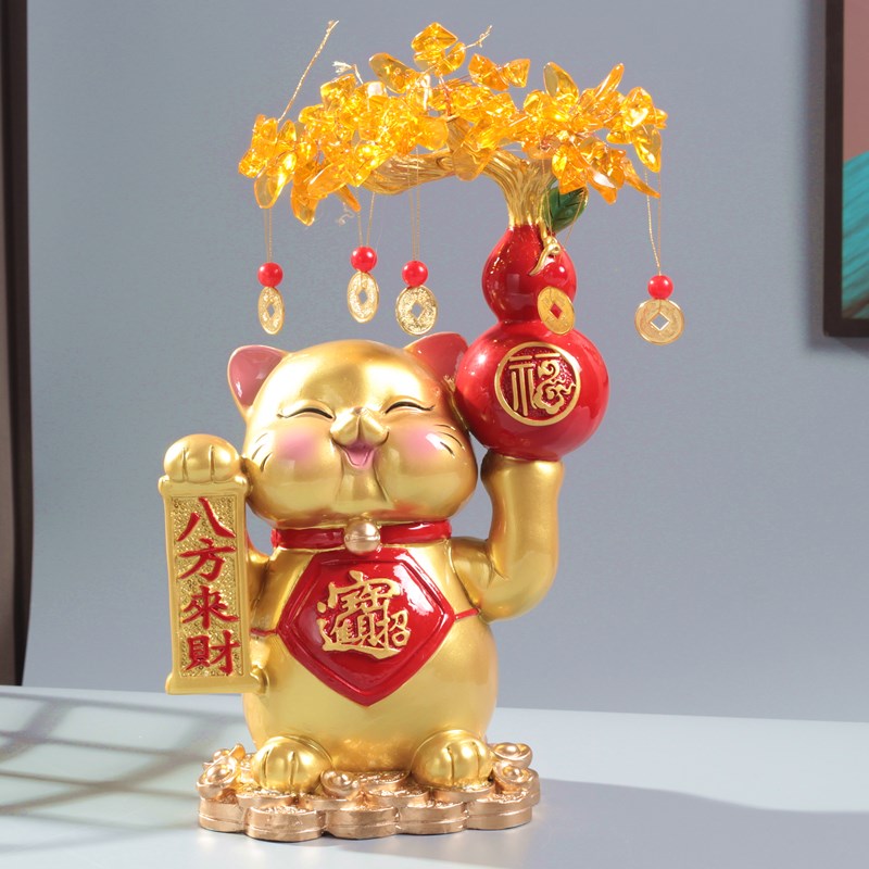 招财猫摆件八方来财客厅酒柜玄关家居装饰品高级感办公室开业礼物