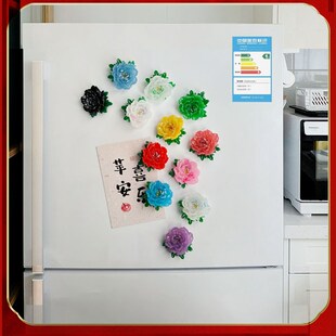 文创冰箱贴洛阳牡丹花磁贴磁吸国潮花花朵磁性贴纪念品礼品装饰