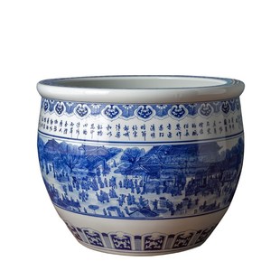 景德镇陶瓷大水缸睡莲缸荷花盆铁树盆景种树养花盆书画缸庭院摆件