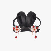 新年头饰儿童汉服假发一体式 女明制垫发包 古风假发髻盘发造型古装