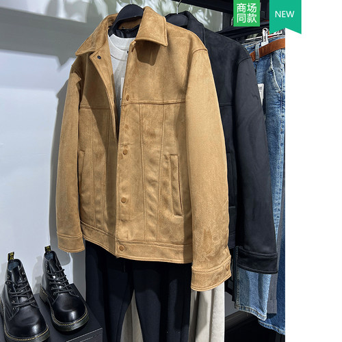 柜499!ZA男装仿麂皮绒面翻领夹克03548640702绒面革外套3548/640