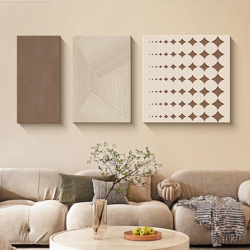 侘寂风客厅沙发背景墙装饰画抽象艺术组合三联壁画肌理高级感挂画,家居饰品,现代装饰画,淘宝优惠券,粉丝福利购,淘宝优惠卷