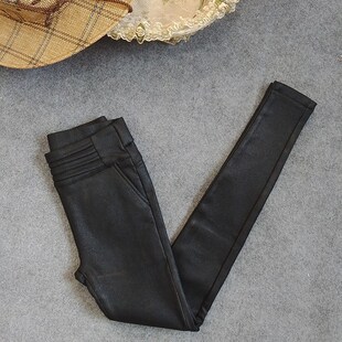 新款春秋白色外穿打底裤女高腰弹力小脚修身秋冬加绒黑色提臀裤子