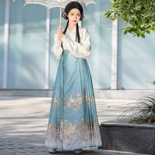 言然薄款马面裙套装2024新款可以穿着上班的日常汉服女成人古装夏