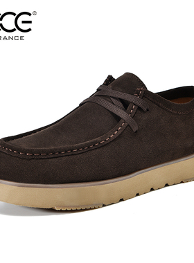 CCE厚底真皮男鞋牛反绒时尚百搭乐福鞋舒适开车休闲鞋男T8695