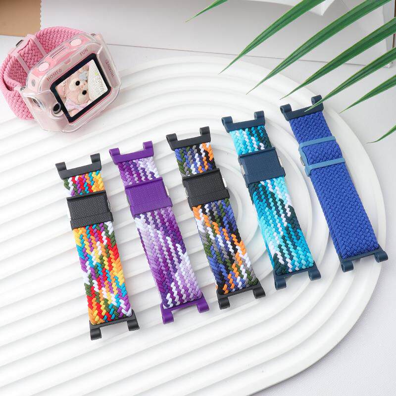 磁吸闪扣弹力表带适用华为儿童电话手表4X/4pro/5代5Xpro尼龙编织