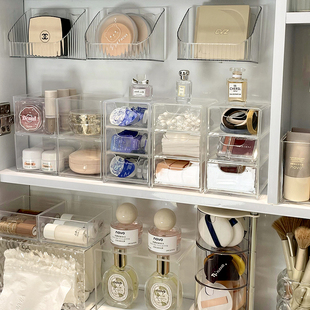 速发洗手间镜柜收纳盒抽克力压屉式 窄化妆室厕所浴室柜品化妆内置