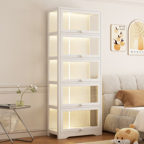 速发收纳展示架透明带柜灯展示柜摆件装饰谷子积木模型柜