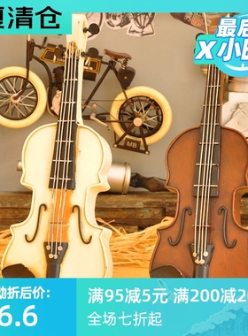 速发复古法摆铁艺欧式小提琴式件模型展示柜摆设钢琴家装饰品