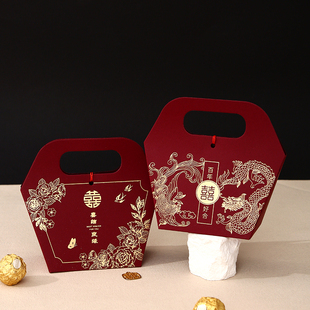 速发结婚手提盒2024新款盒式宴礼包装中子婚婚伴手礼糖袋空盒