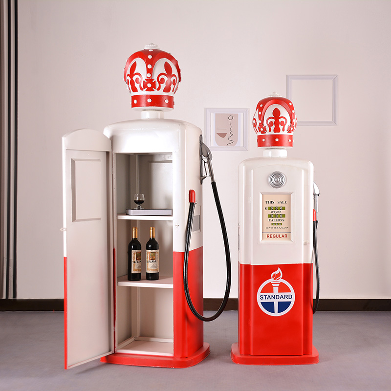 速发双面大号老式加油机模型铁艺复酒工业古吧摆件大型厅餐客落地