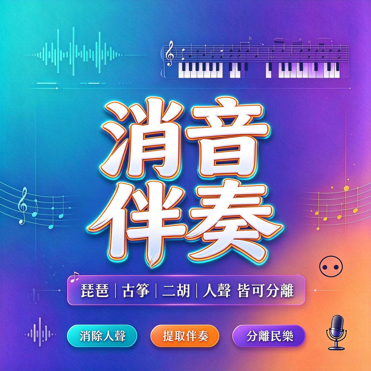消人聲提伴奏,樂器總譜能分離