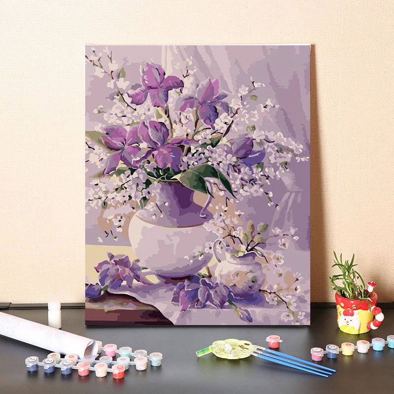 数字油画dify手工填充欧式复古花卉手绘涂色客厅装饰丙烯油彩极凯图片