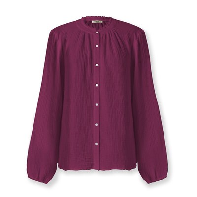 全棉立领木b耳边长袖衬衫灯笼袖Women's Shirts舒适女装上衣衬衫