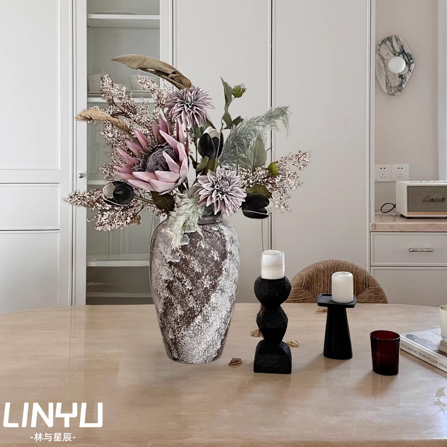 复古侘寂风仿真花假花花束