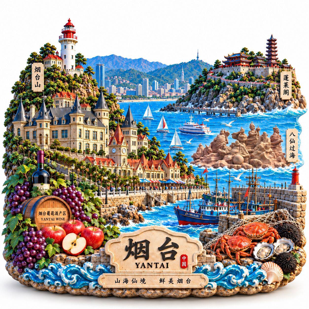 烟台旅游景点纪念品冰箱贴磁吸