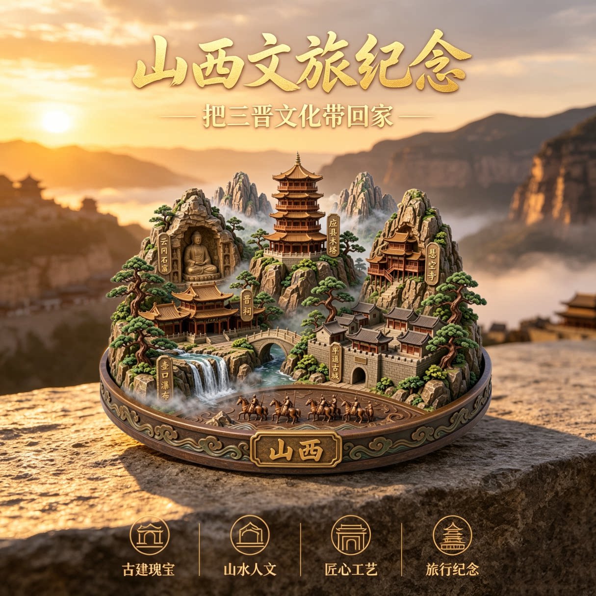 山西城市旅游纪念品冰箱贴磁吸