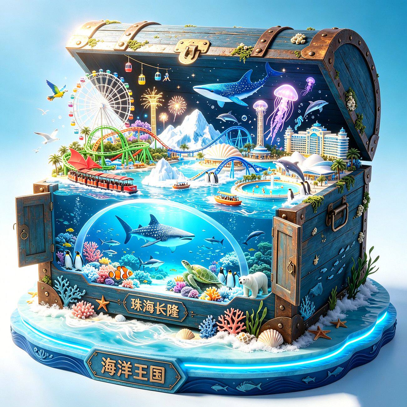 珠海长隆海洋王国旅游纪念冰箱贴