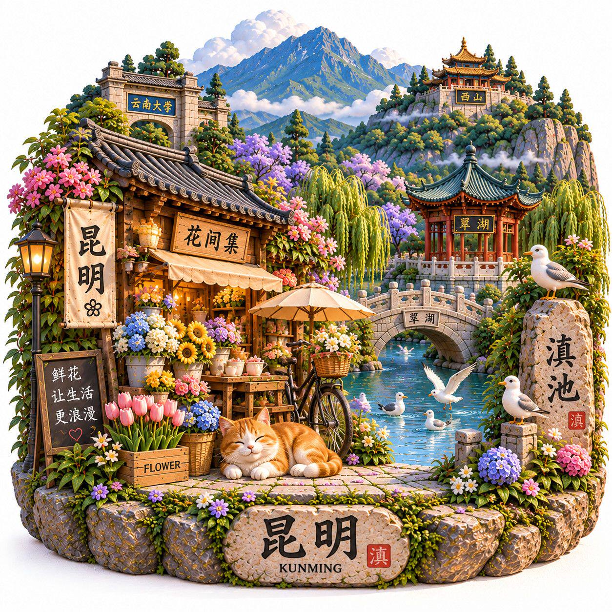 昆明城市旅游纪念礼品冰箱贴磁吸