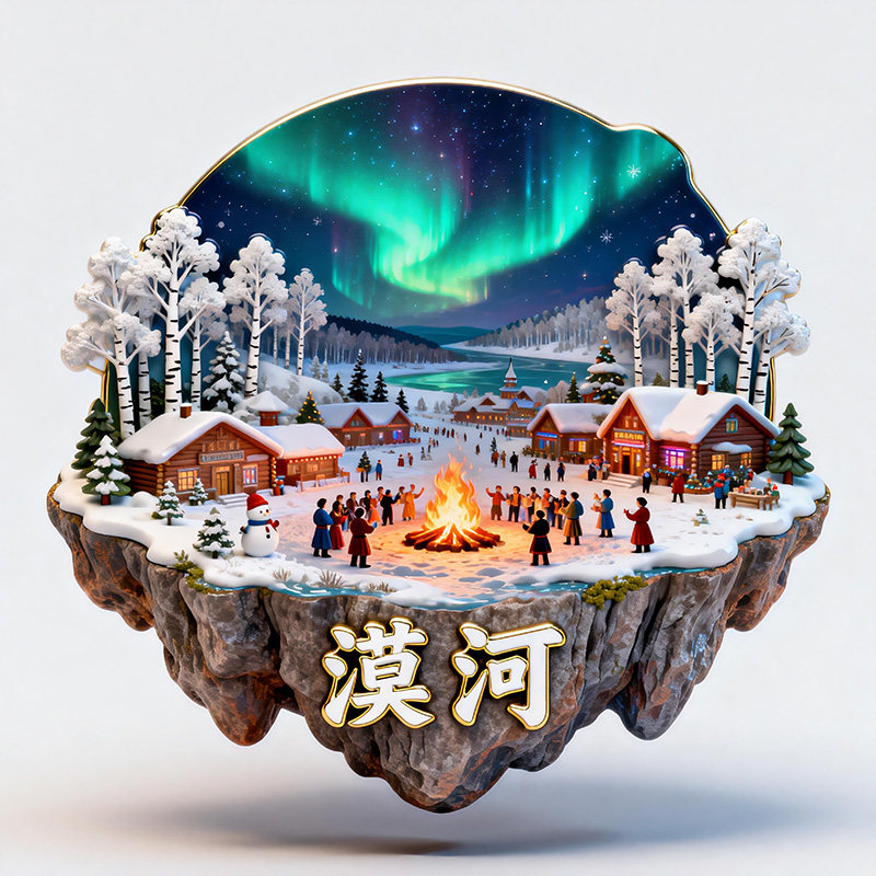 黑龙江漠河极光旅游纪念品冰箱贴
