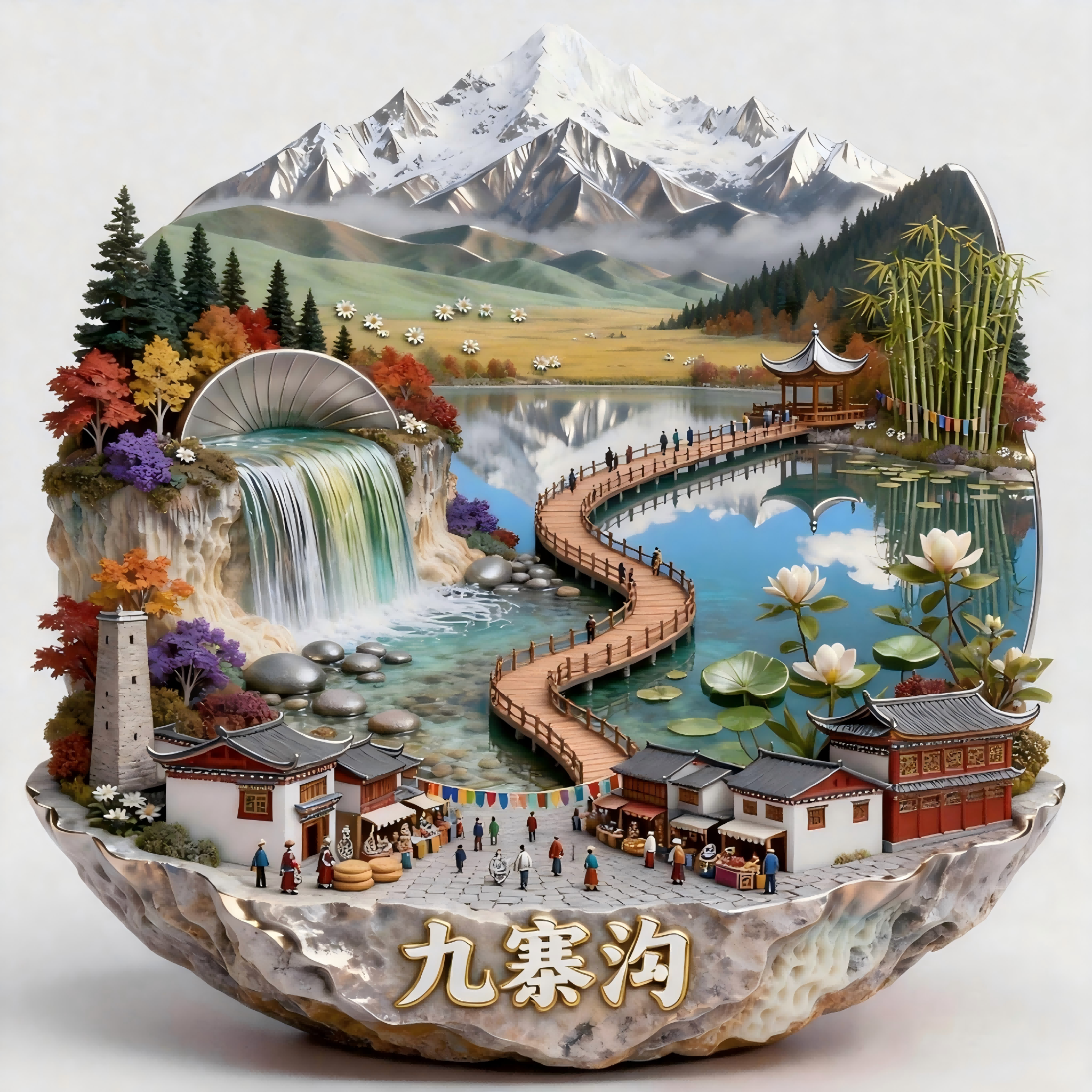 四川阿坝州九寨沟景点文创冰箱贴