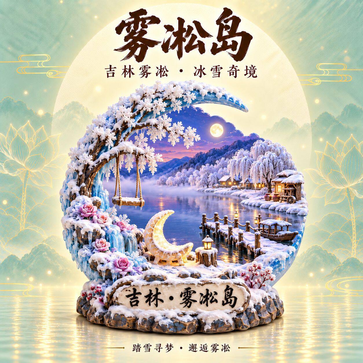 吉林雾凇岛城市旅游纪念品冰箱贴