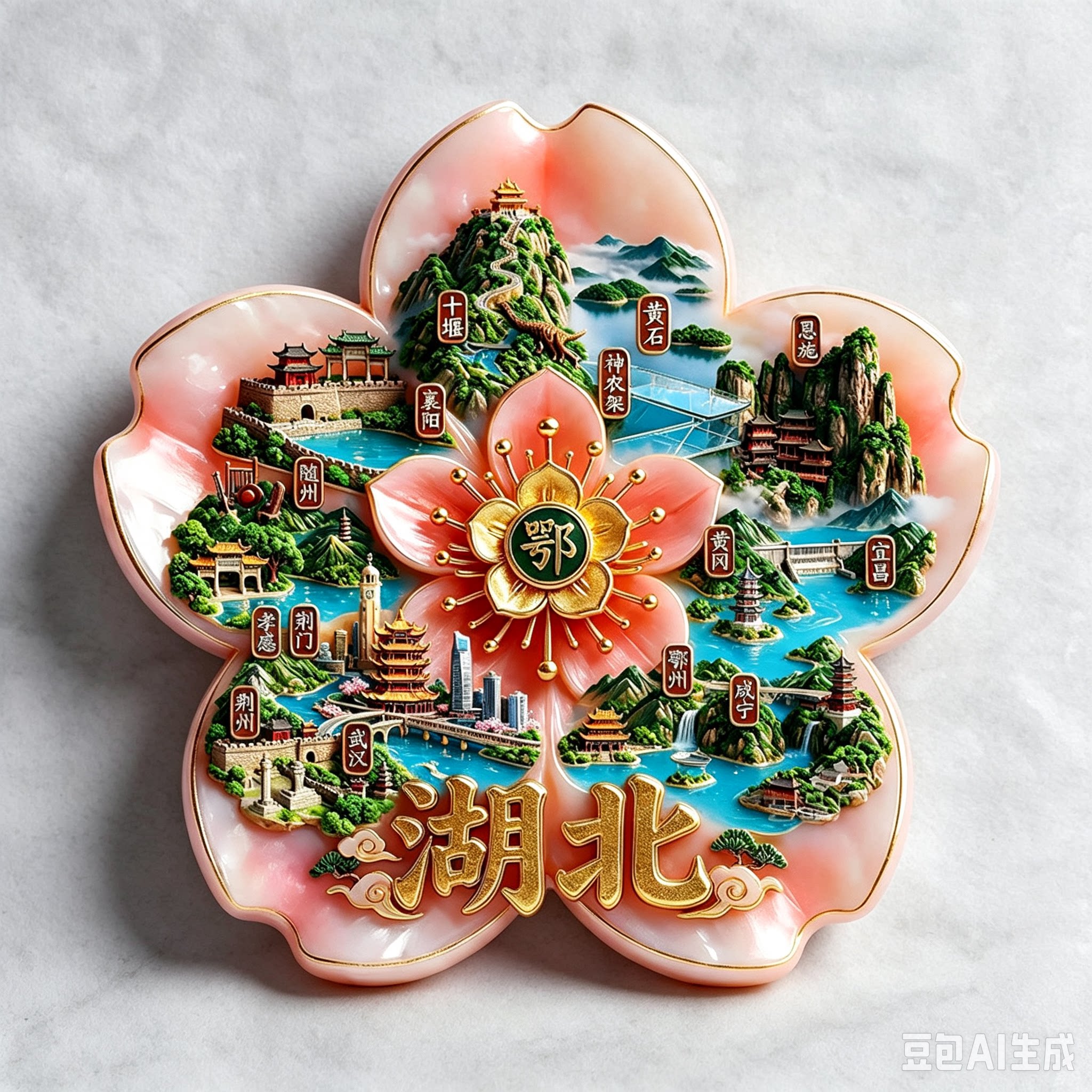湖北旅游景点纪念品冰箱贴磁吸