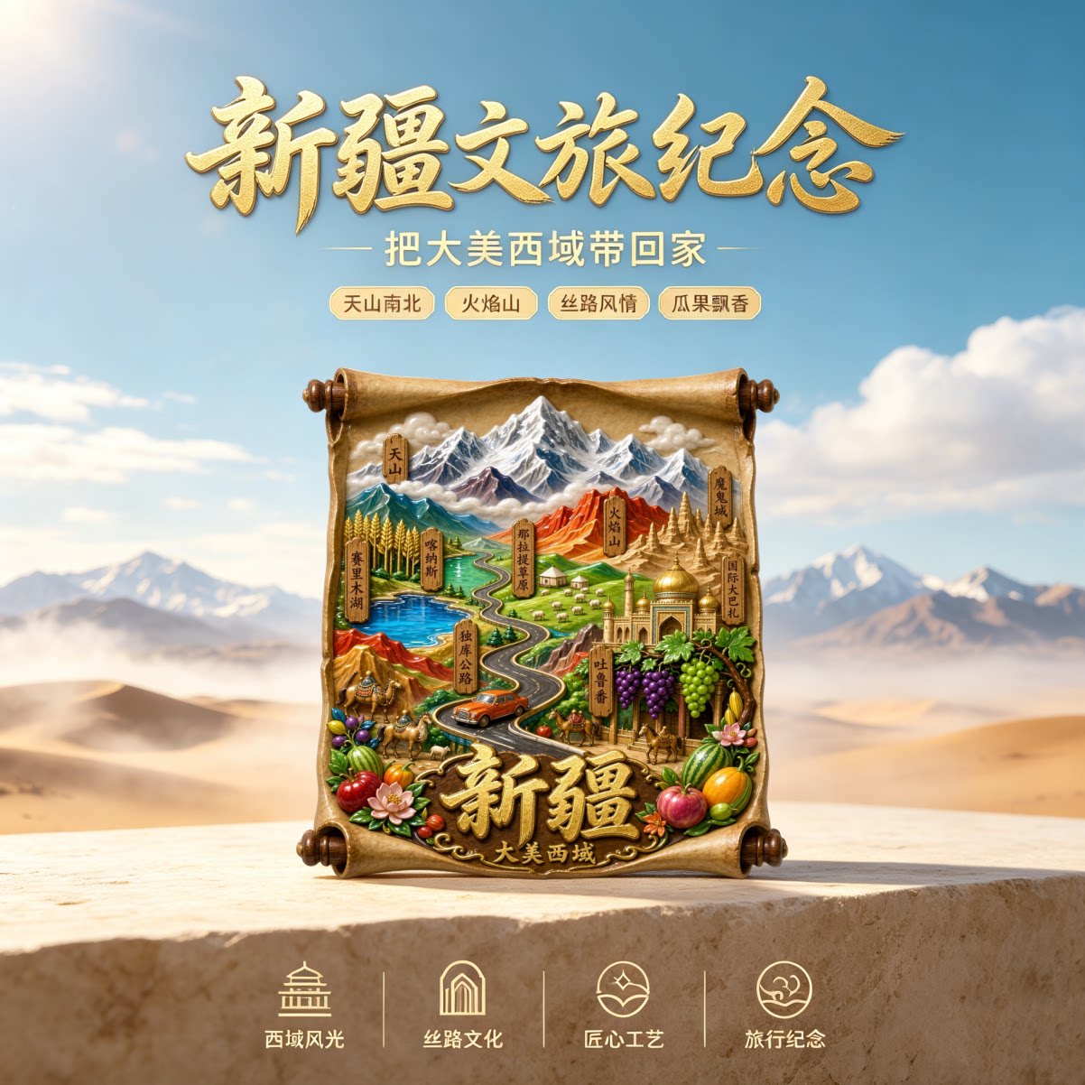 西域新疆旅游景点纪念品冰箱贴