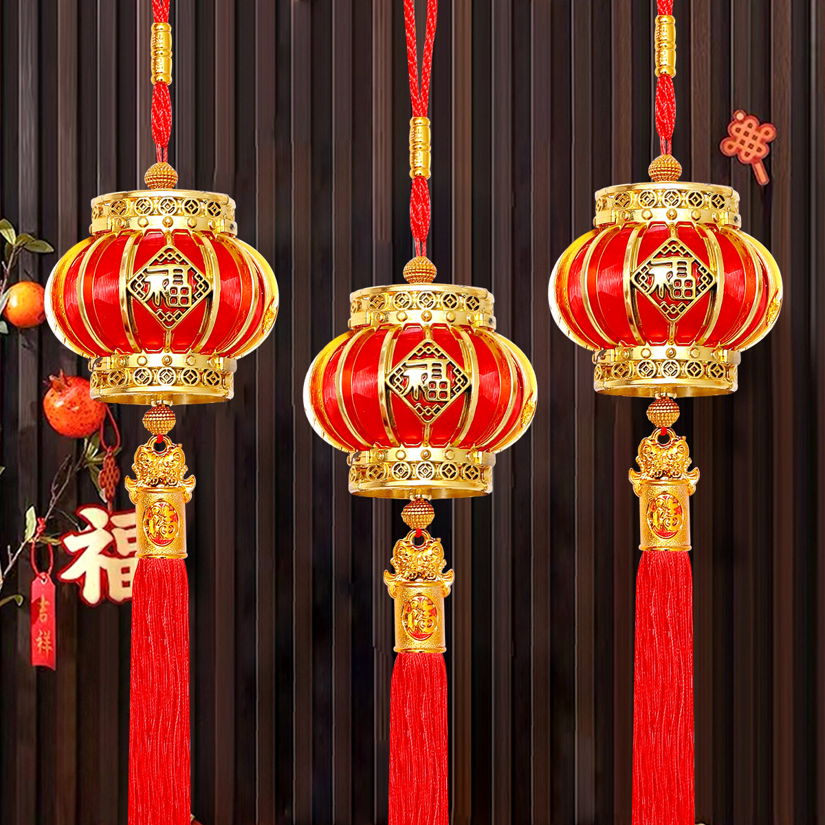 春节小灯笼挂件丝光葫芦新年挂饰小金鱼客厅室内乔迁装饰喜庆布置