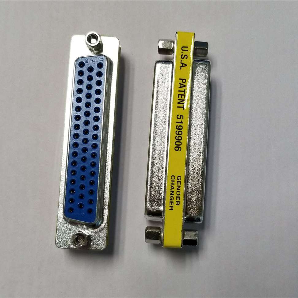 新品DB50芯转接头 DSUB50母转母蓝色镀金d-sub50孔连接头1对1接线