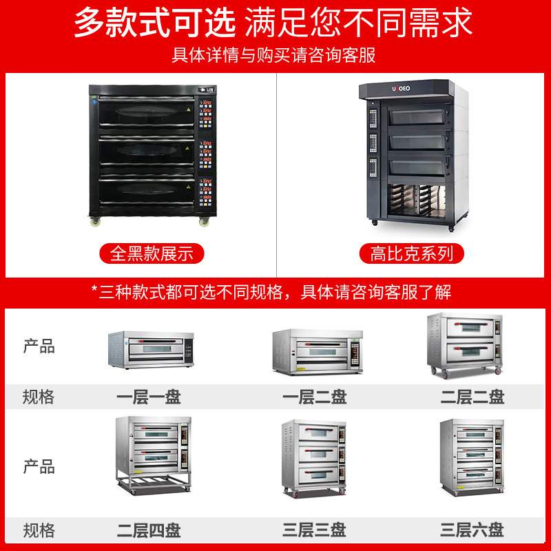 UKOEO 猛犸象三层六盘蒸汽披萨面包电烘炉大容量商用大型烘焙烤箱