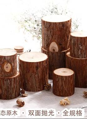 速发摆件树桩原木头栅栏篱笆手工圆木木影道具壁炉装底小摄桩饰座
