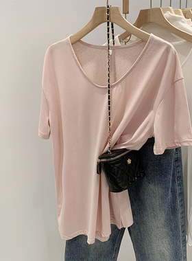 速发2搭白色夏恤t季百024新款v领白t正肩打底衫内搭宽松小上衣