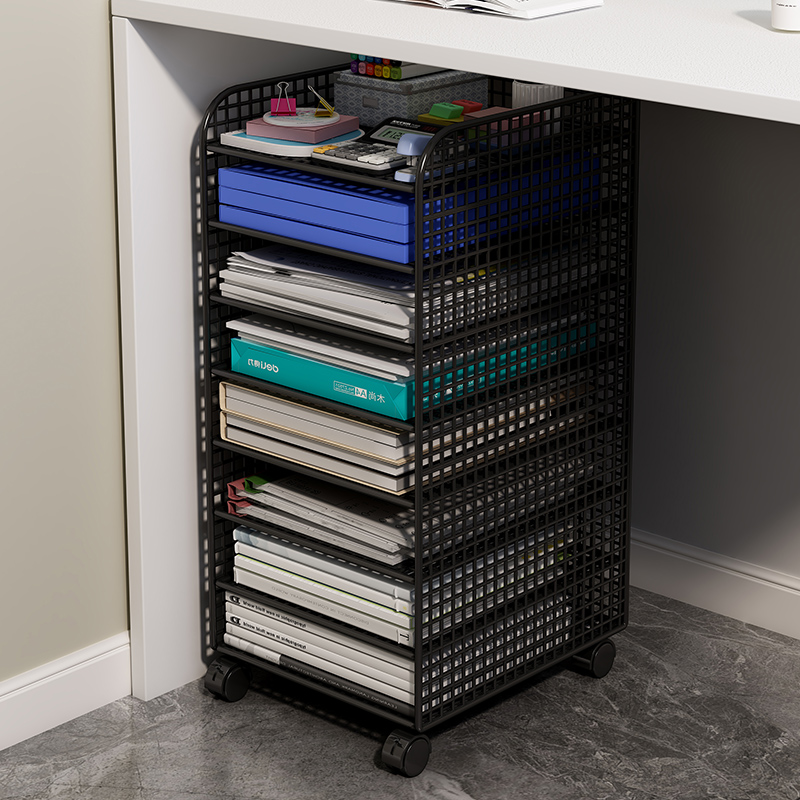 速发办公收桌下收纳柜落地多资置物架A4纸文件夹档案层料分类整理