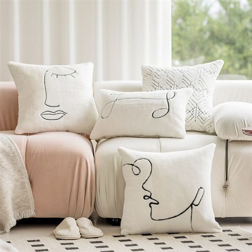 速发简约几何毛绒抱枕套床厅装饰靠枕床头靠垫客上靠垫样板间民宿