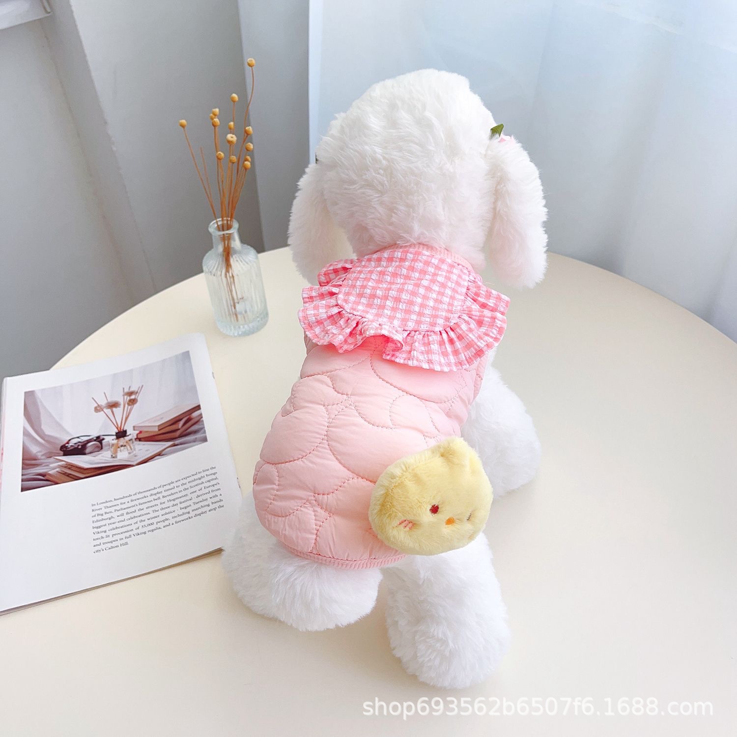 软萌可爱小鸭宠物衣服狗狗秋冬新款泰迪比熊夹棉保暖猫咪马甲背心