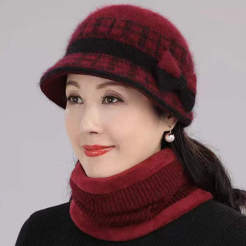 妈妈帽子冬季加绒中老年女加厚奶奶保暖盆帽洋气毛线帽老人针织帽