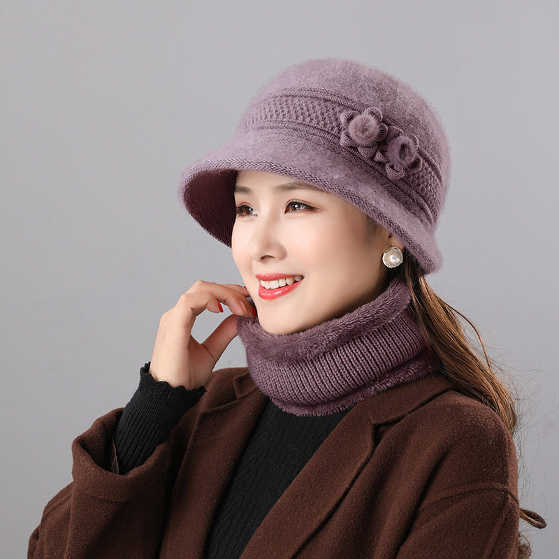 中老年人妈妈帽子女冬天保暖套头护耳帽毛线帽防风老太太针织帽