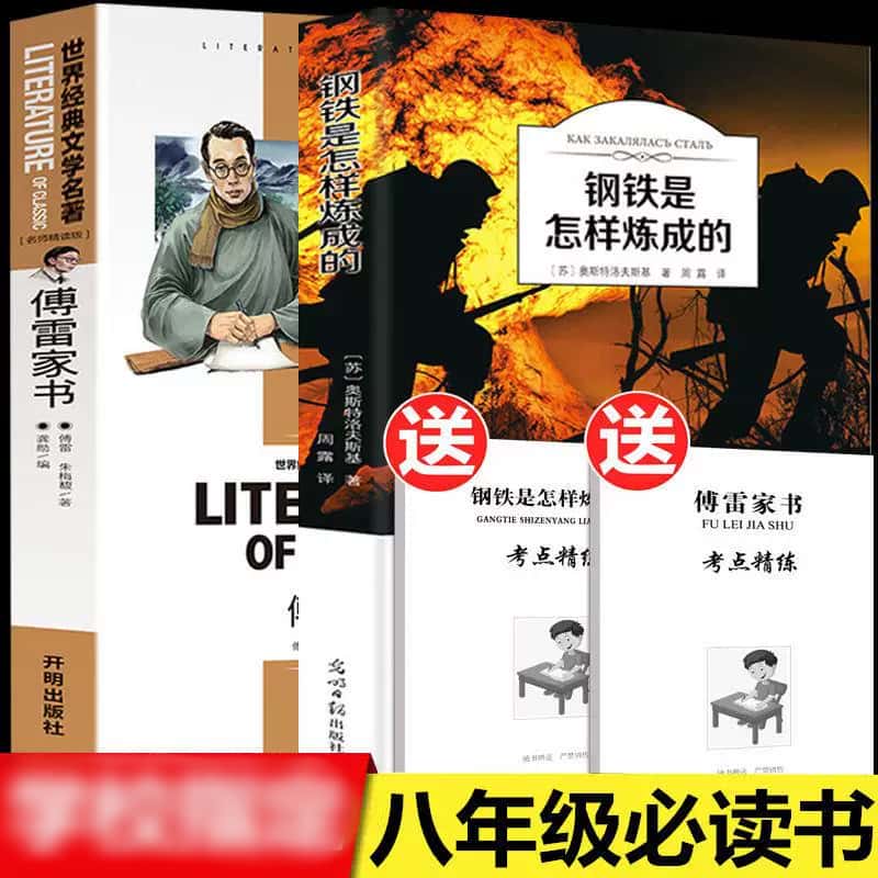 傅雷家书钢铁是怎样炼成的原著正版初中八年级下册课外书阅读名著