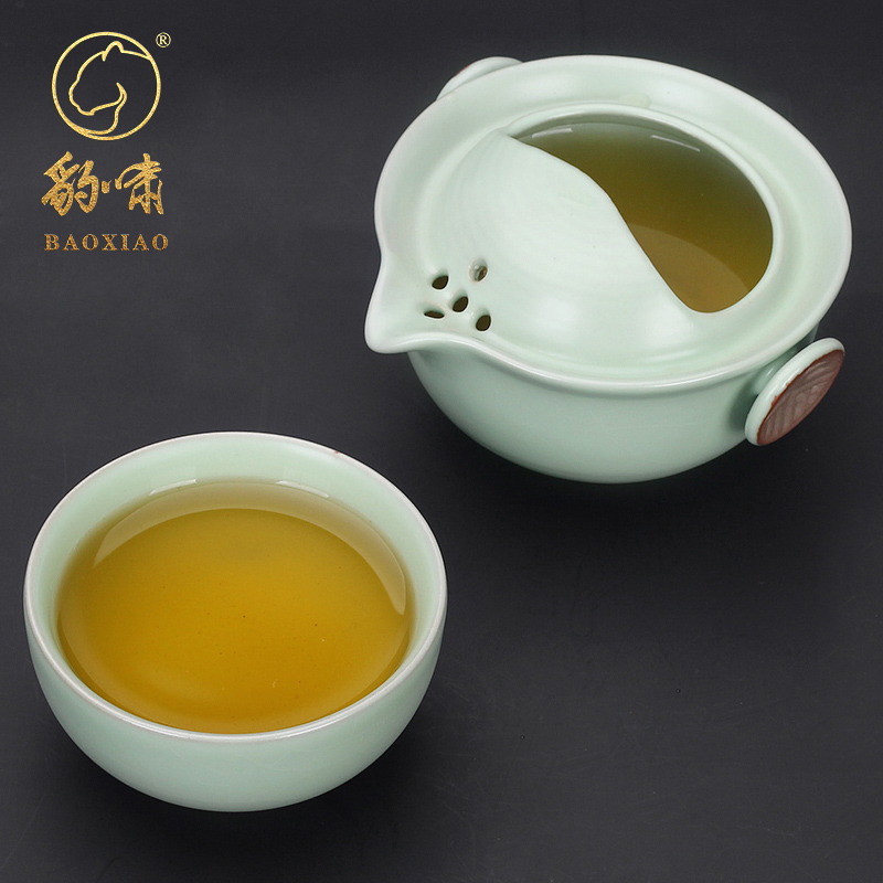 快客杯一壶二杯便携式陶瓷功夫茶杯旅行茶具套装德化白瓷茶具中式