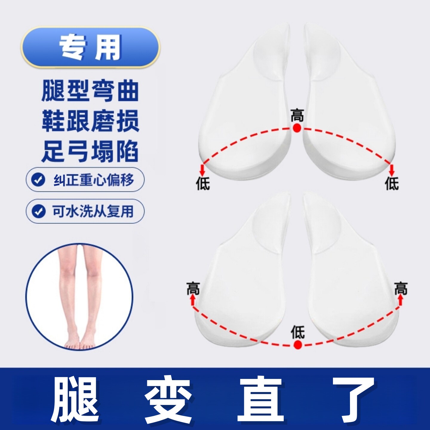 骨グ科研O型X型足弓支撑垫内外八字足外翻内翻神器防止鞋底磨损