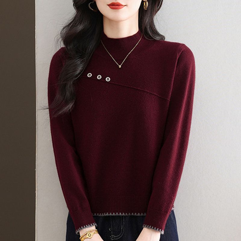 年轻妈妈秋冬新款半高领短款毛衣