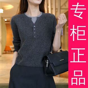 2025秋冬新款韩版半开领针织衫套头假两件打底衫宽松减龄毛衣女